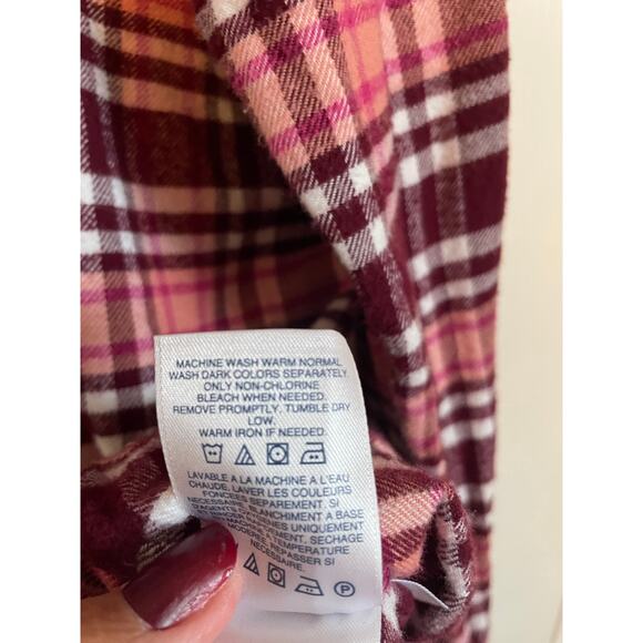 Lands' End pink flannel shirt buttons collar cotton pink - Picture 10 of 10